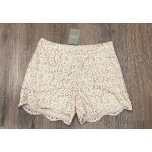 Anthropologie Cartonnier Shorts Size 2 Lace High Rise Cream Beige Lined NEW
